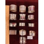 13 Silver Hallmarked Napkin Rings 282 Grams.