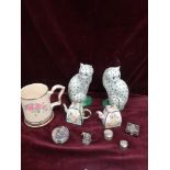 Lot of collectables to include white metal items & pair of cat figures.