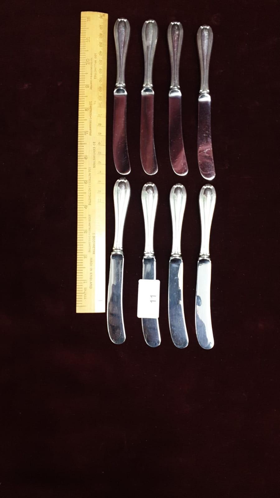 8 Sterling Silver Hallmarked Tea Knifes.