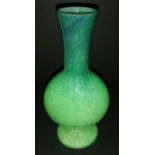 Large Monart scottish glass vase set in dark green and Light green 30cms Height.