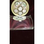 Art Deco Mirrored Tray And Metal Tray With Magnetic Coasters
