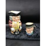 Large Royal doulton character jug together with small royal doulton Toby jug.