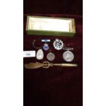 Selection of military items to include Queen Victoria Long Service Medal TA, RAF Badge ect.