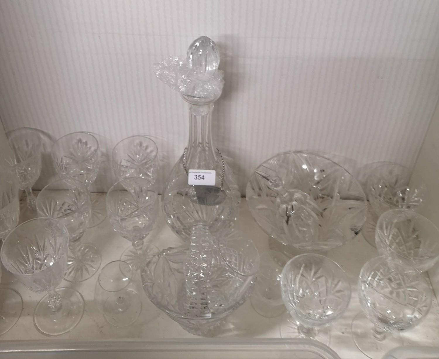 Collection of crystal etc. Includes decanter and glasses.