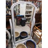 Georgian large cheval mirror on pedistal stand painted Grey