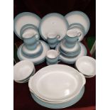 44 Piece Denby Dinner Ware Dinner Plates, Side Plates Cups and Saucers, Casserole Dishes, Sugar &