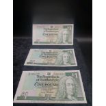 3 uncirculated the Royal Bank of Scotland one pound notes in good condition.