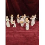 Lot of 9 willow tree figures.