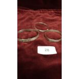 3 Silver Maiden Bangles All Hallmarked Dates 19g