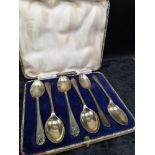 Set of 6 silver Hall marked sheffield golfing novelty spoons makers Walker & Hall