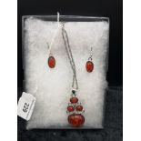 Amber style necklace and earring set.
