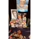 Large Collection Of Elvis Memorabilia Posters, Music Cassettes CDs Badges Purse Records ect