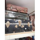 Lot of 4 vintage trunks and cases.