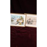 2 Oriental Tapestry Pictures 1 Signed In Needle Work