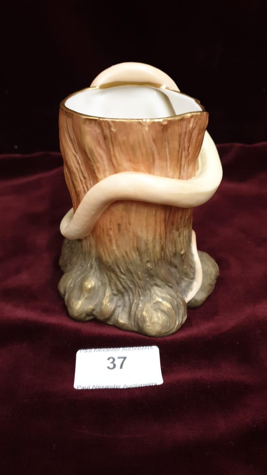 Rare Early 19th Century Royal Worcester Blush Ivory Vase Modelled With A Snake Coiled Round Tree - Bild 3 aus 4