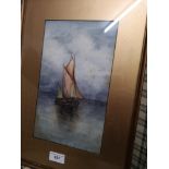 Small water colour of boat scene.