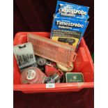 Box Of Assorted Tools Timing Strobe, Drill Bits ect