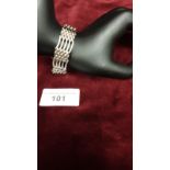 Heavy Quality Vintage Silver 5 Bar Gate Bracelet With Padlock & Safety Chain Birmingham 1978 7.75