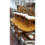 Stunning Yew Wood Table And 6 Chairs With 2 Carvers.