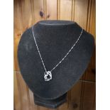 Silver 925 italy necklace set with heart shaped pendant.