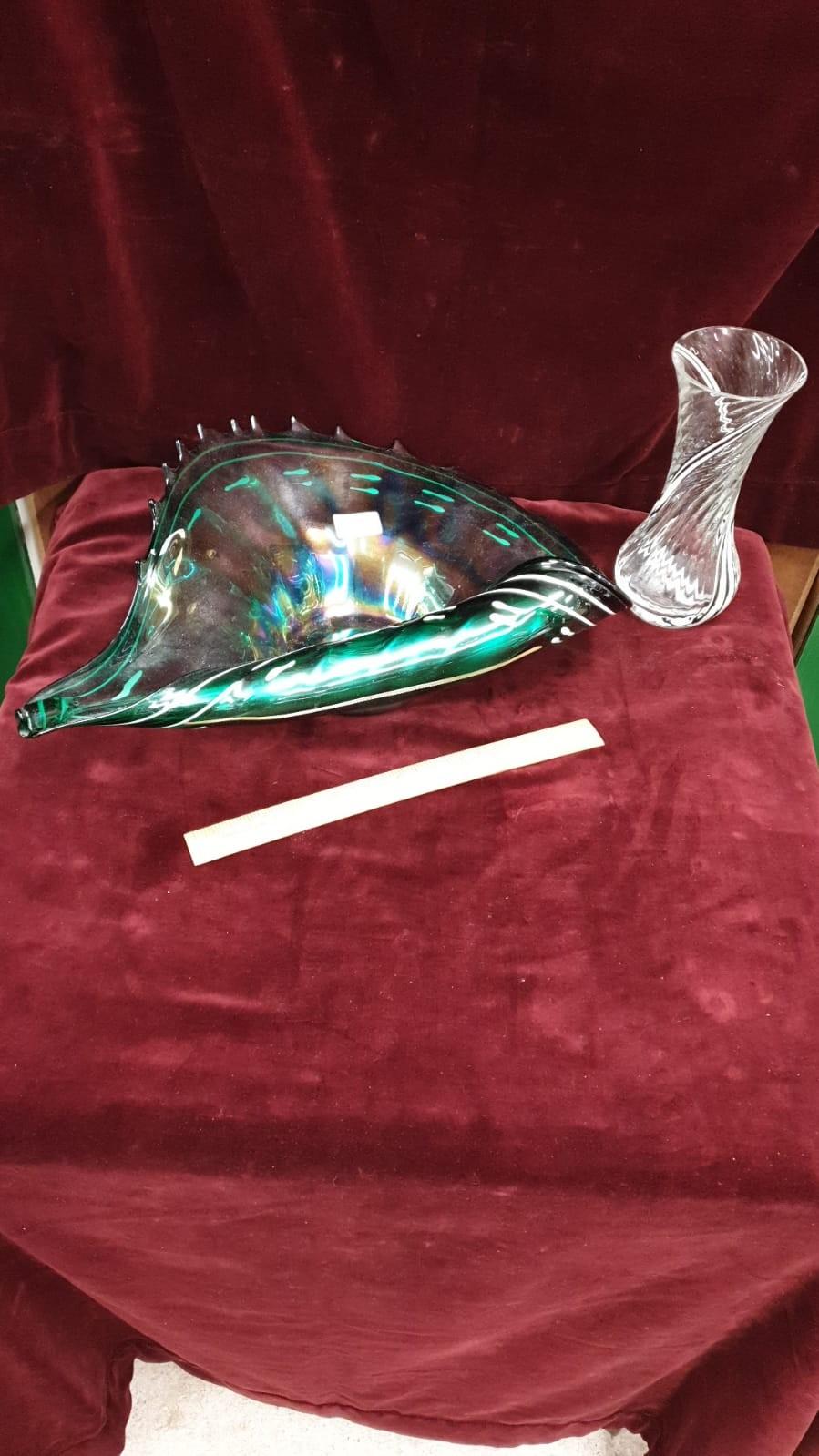 Large Lustre Glass Bowl And Caithness Glass Vase