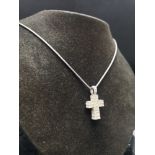 White metal necklace set with 3 white metal Cross with stones.