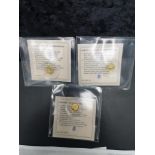 3 22ct gold history of aviation small gold coins. Sealed.