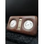 Antique travelling barometer and pocket watch in fitted leather case