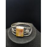 Marked 925 silver bangle set in agate stone.