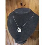 Silver 925 necklace set on 4 section shamrock pendant.