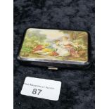 Stunning 1900s Ladies compact box with victorian scene to front .