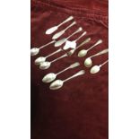Selection of silver Hall cutlery butter knifes spoons etc to include 2 georgian spoons and 2
