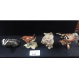4 pieces of Beswick to include badger figure.