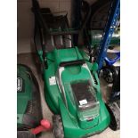 Self driving lawn mower with back box.