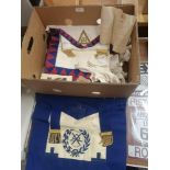 Lot of Masonic items includes aprons etc.
