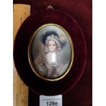 Stunning Portrait Of Young Lady In Victorian Attire Signed Ruby