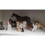 Shelf of collectables includes beswick horse etc . af.