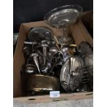 Box of silver plated wares.