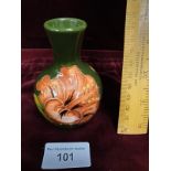 Early Moorcroft Green Ground Hibicus Vase 9cm