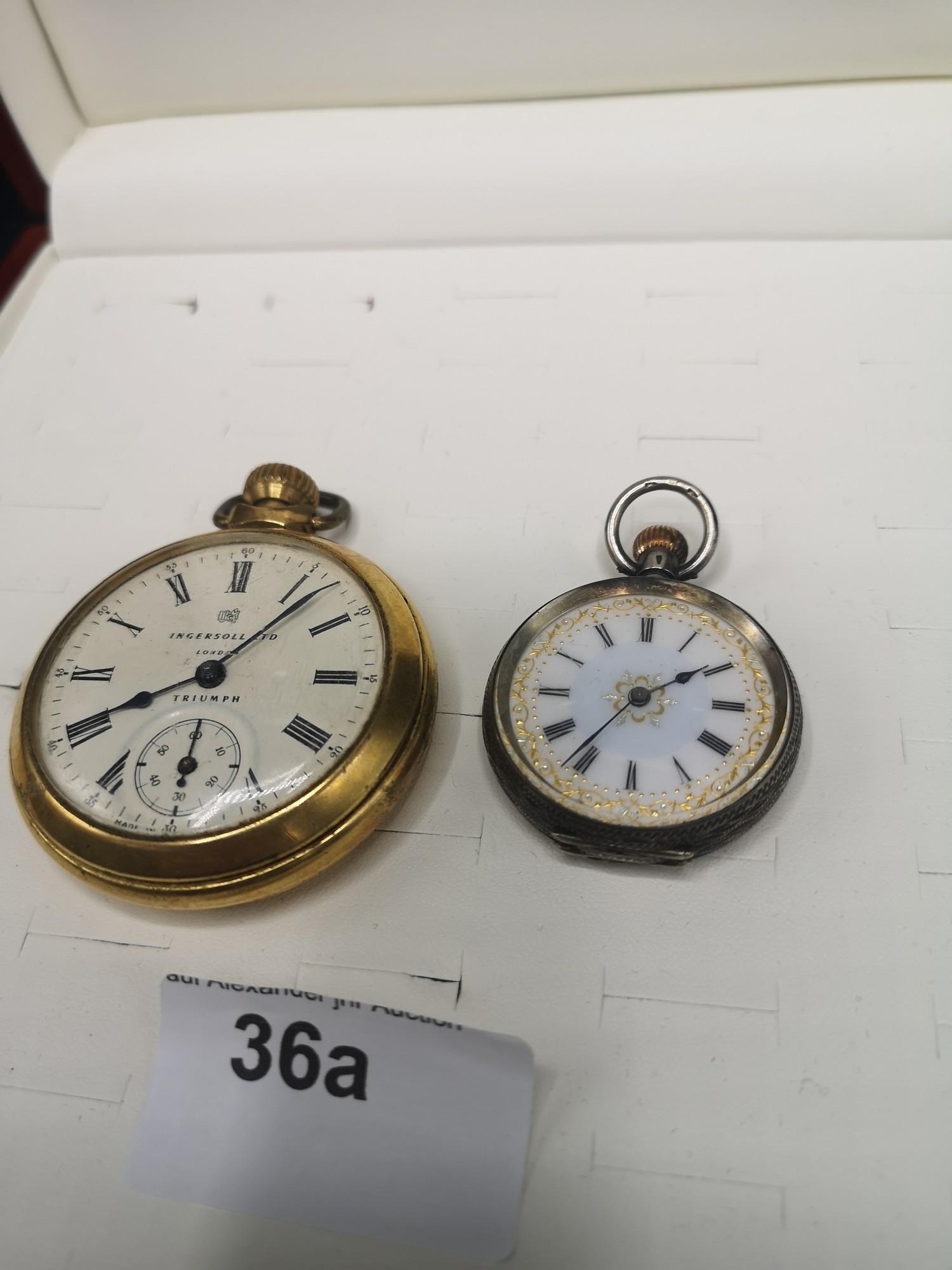 Ingersoll triumph London Ltd pocket watch needs service together with small Edwardian silver