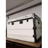 Large circa 1920s travel trunk painted white.