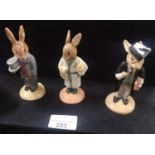 3 Royal doulton bunnykin figures.