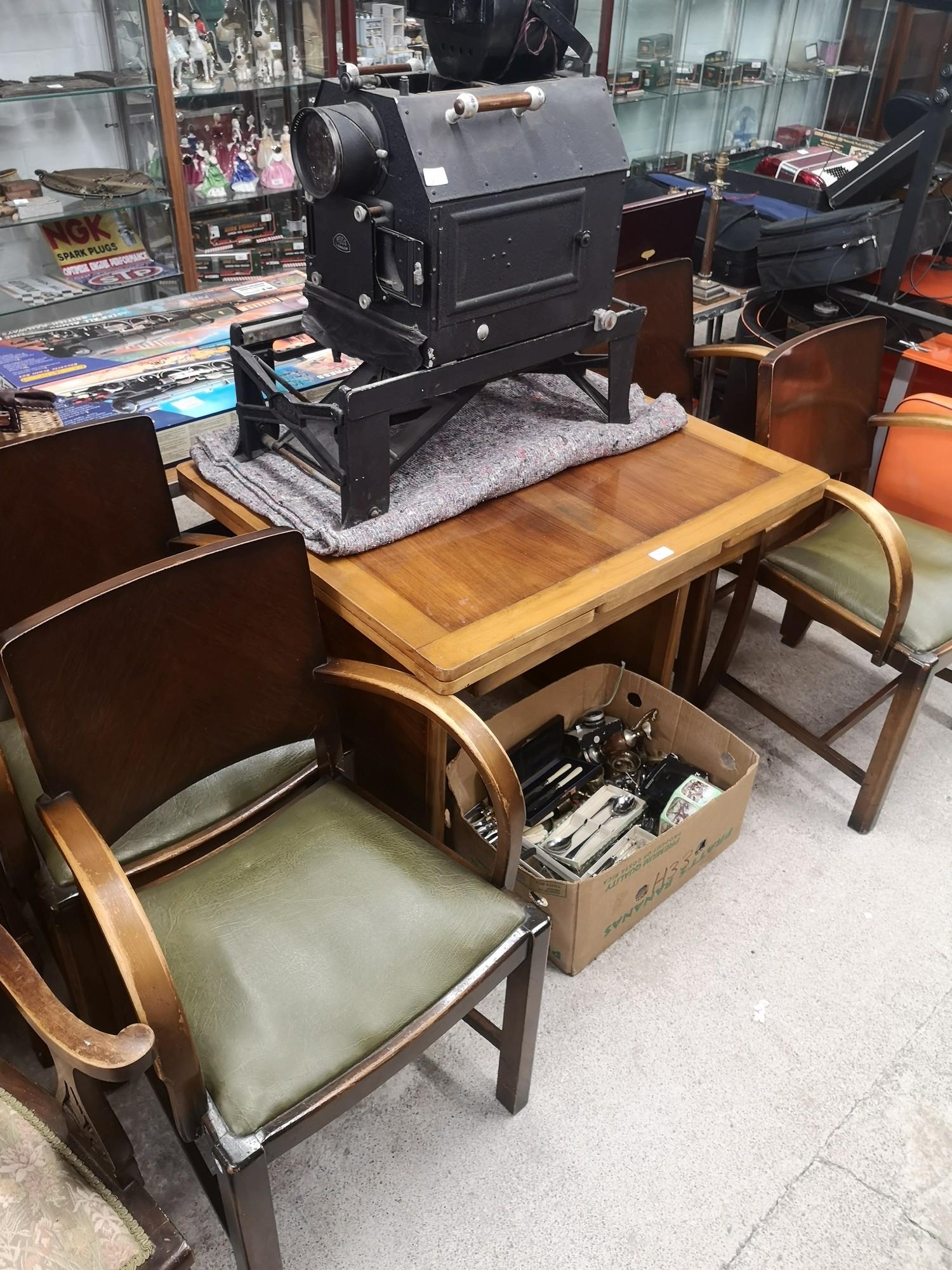 1930s 40 s art deco table with 4 art deco chairs.