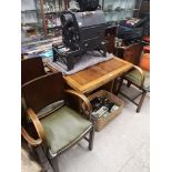 1930s 40 s art deco table with 4 art deco chairs.