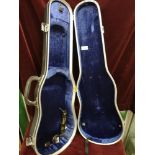 Blue velvet interior violin case .