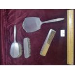 Silver Hall marked mirror and brush set.