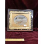 Victorian Water Colour Of Black Headed Gull In Rare Victorian Double Frame