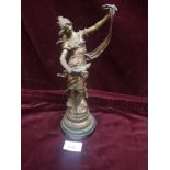 Art nouveau design bronze style figure with presentation plaque.