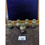 Lot of small cloisonné vases with stands.