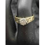 9ct gold 375 Hall marked 20 point set diamond ring.